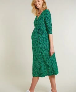 Frugi Maternity & Nursing Organic Green Leopard Print Dress